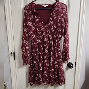 Maroon floral dress